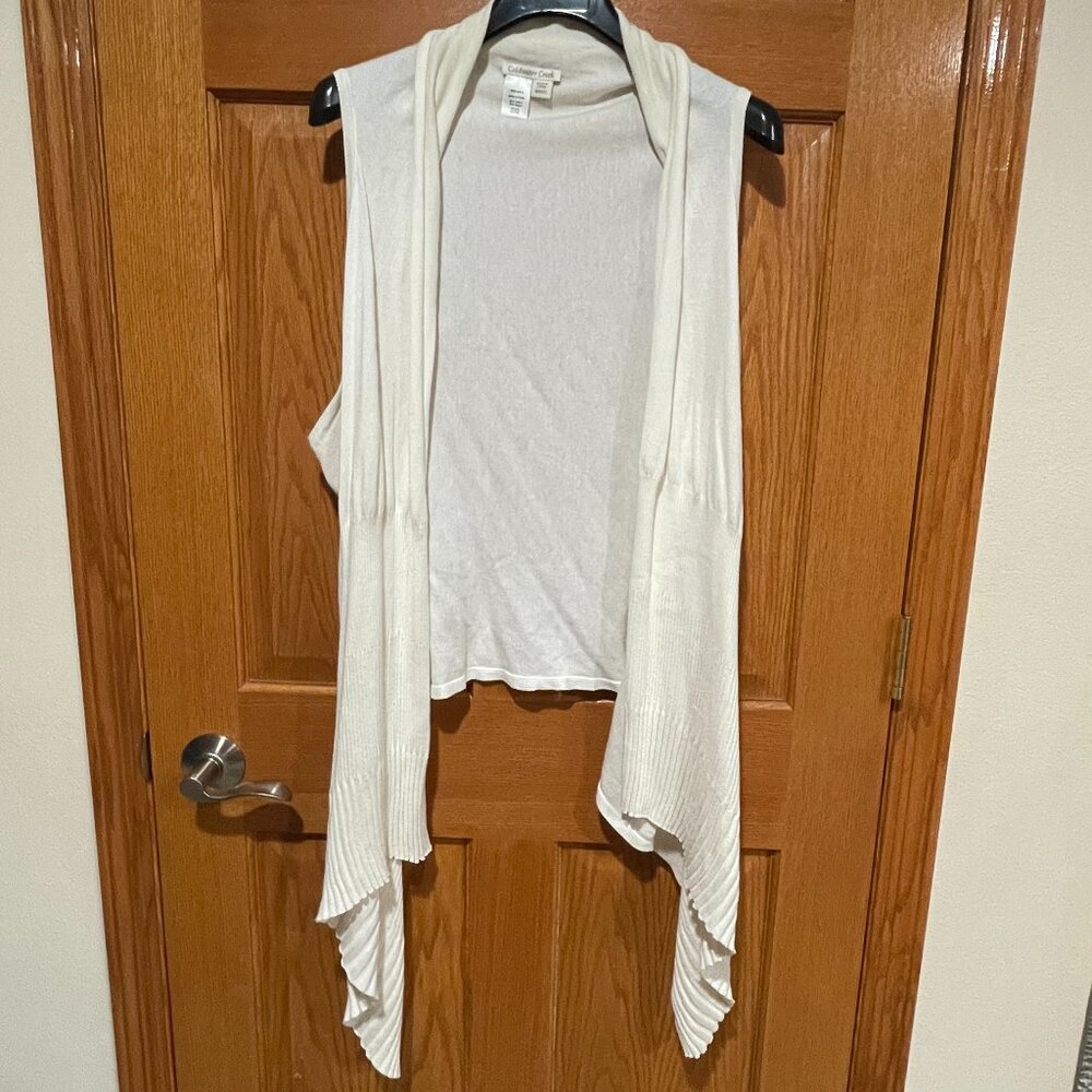 COLDWATER CREEK Women's ONE SIZE Cream Ivory Sweater Cardigan Vest Open Duster